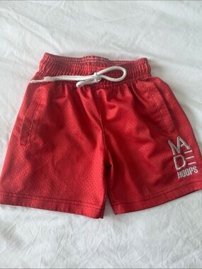Red 'MADE Hoops' Kids Athletic Shorts